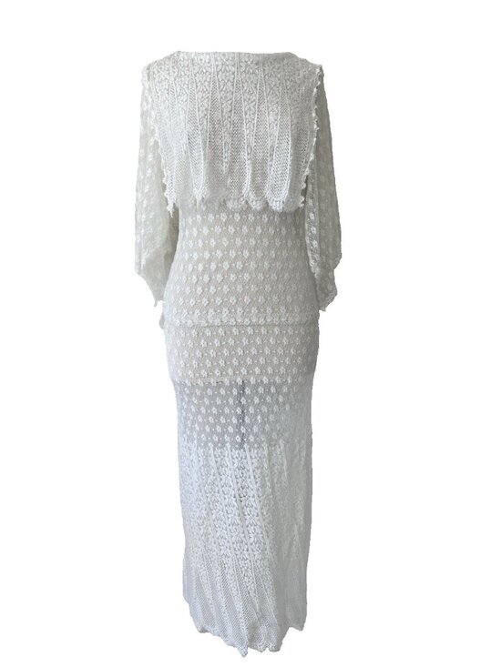 Jessica McClintock Dresses & Skirts - Vtg Jessica McClintock White Lace Prairie Dress Drop Waist Blouson Size 12 M